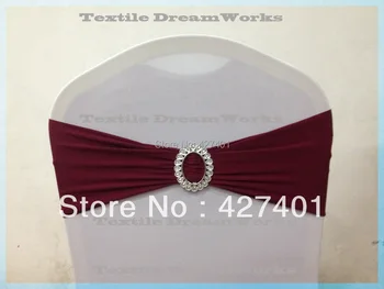 

Hot Sale Burgundy Double Layer High Quality Lycra Band With Oval Buckle For Wedding Decoration
