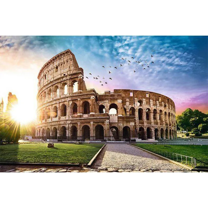 Full Round Drill 5d Diy Diamond Painting Rome Colosseum Embroidery Cross Stitch Mosaic Diamante Pictures Home Decor Gift Ty152 Diamond Painting Cross Stitch Aliexpress