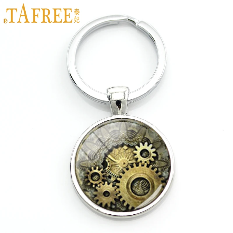 TAFREE панк часы Шестерня ключевая цепочка изображений винтажные полосатые