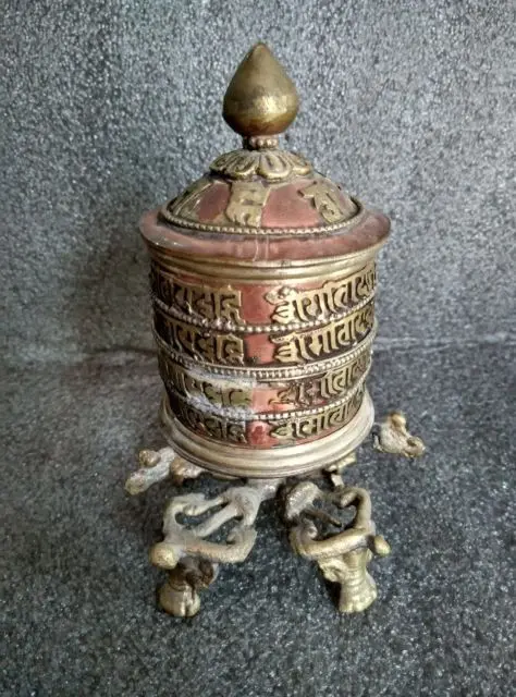 

5.12 inch/ old Tibet and Nepal, gilt bronze inlaid rotating the scriptures