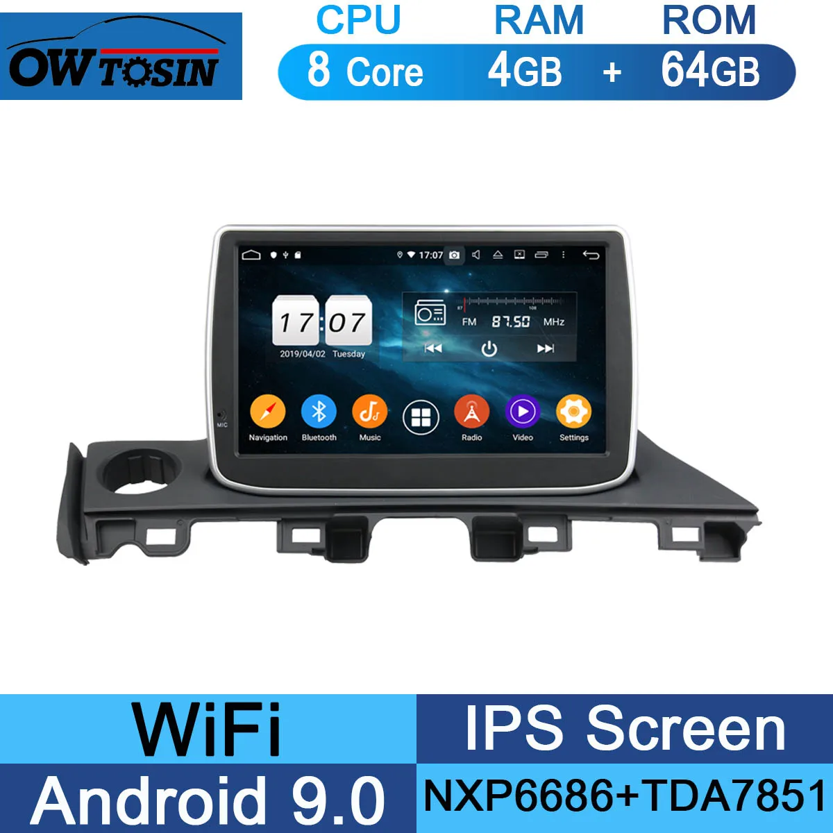 " ips 8 Core 4G ram+ 64G rom Android 9,0 автомобильный DVD навигационный GPS радиоприемник для Mazda 6 III 3 GJ Atenza мазда6 DSP CarPlay - Цвет: 64G