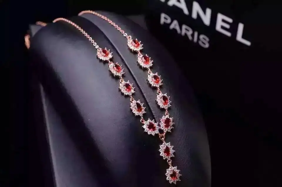  Collier pendentif en pierres précieuses naturelles grenat rouge S925 en argent sterling collier de 