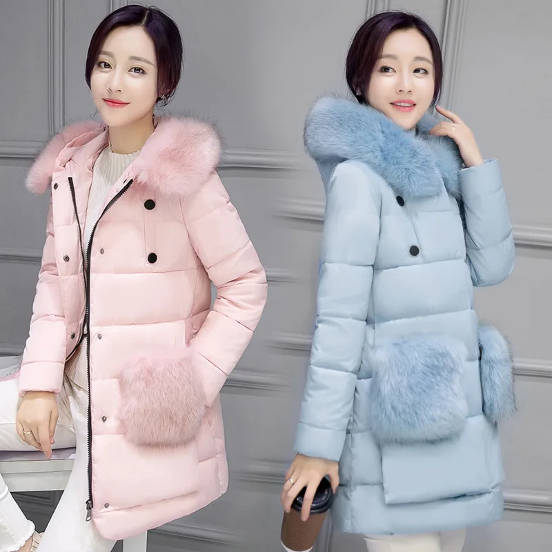 

Winter Jacket Women soft fake Fur Hood Coat Brand warm cotton coat Long Warm Winter coat women Women Long Style Down jacket coat