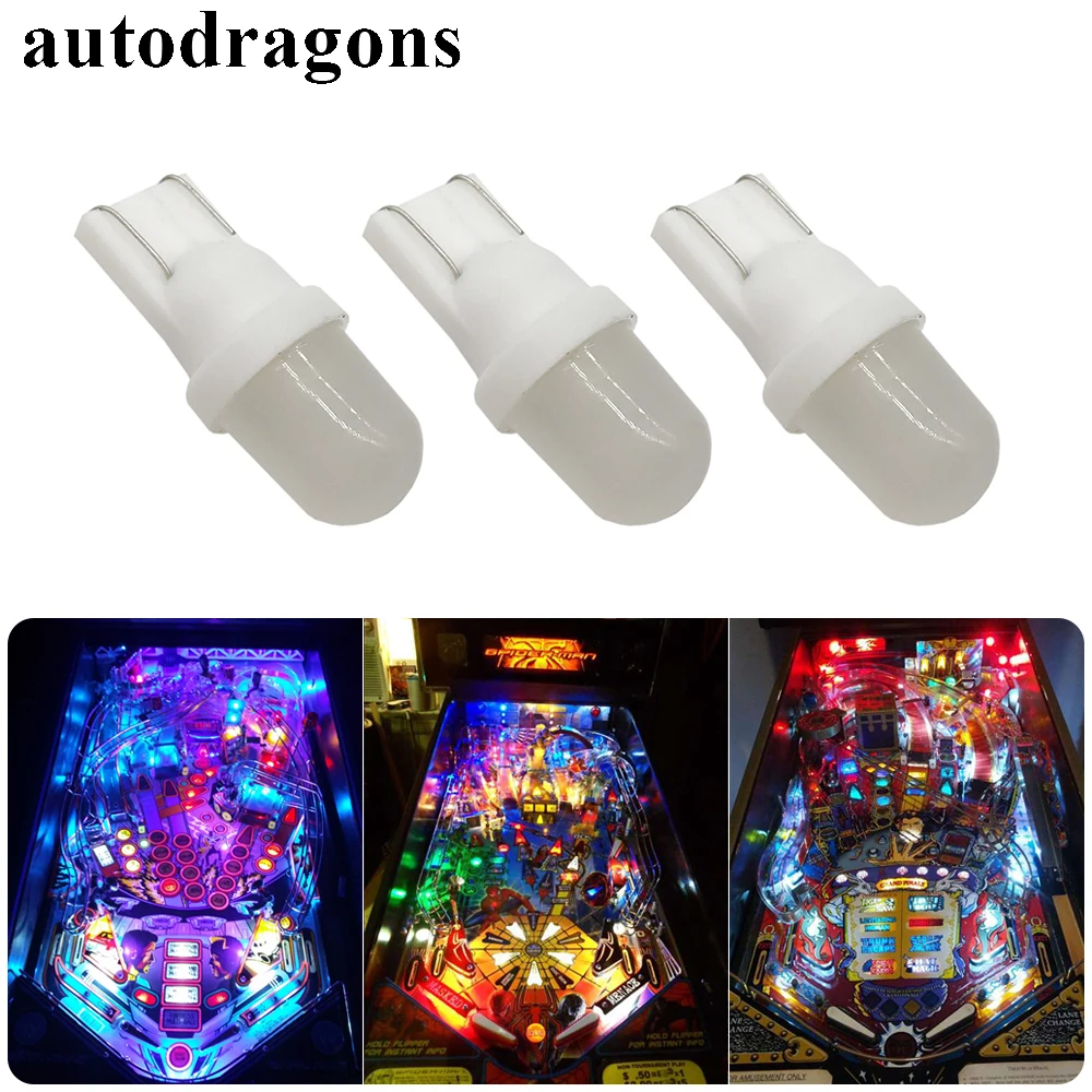 

autodragons 100*mix color yellow pinball led bulb light AC/DC 6.3 volt 194 555 pinball machine part non ghost non flicker