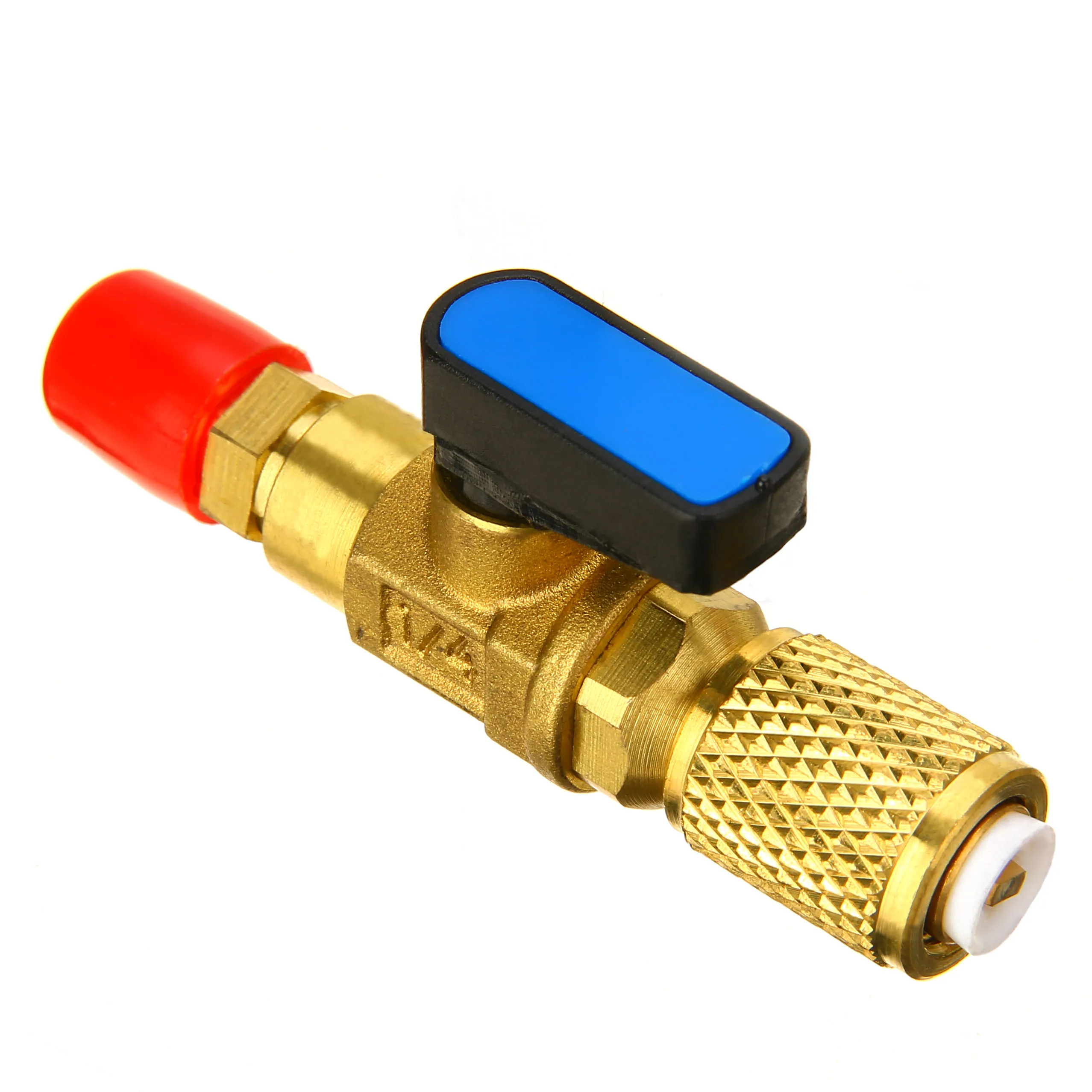 ApplianPar 1/4 Inch Male to 1/4 Inch Female Compact Ball Valve for Air Conditioning Refrigerant R410A R134A R12 R22 R502 AC HVAC Charging Hoses Shut Off Ball Valve Fittings 45 Degrees Angle 