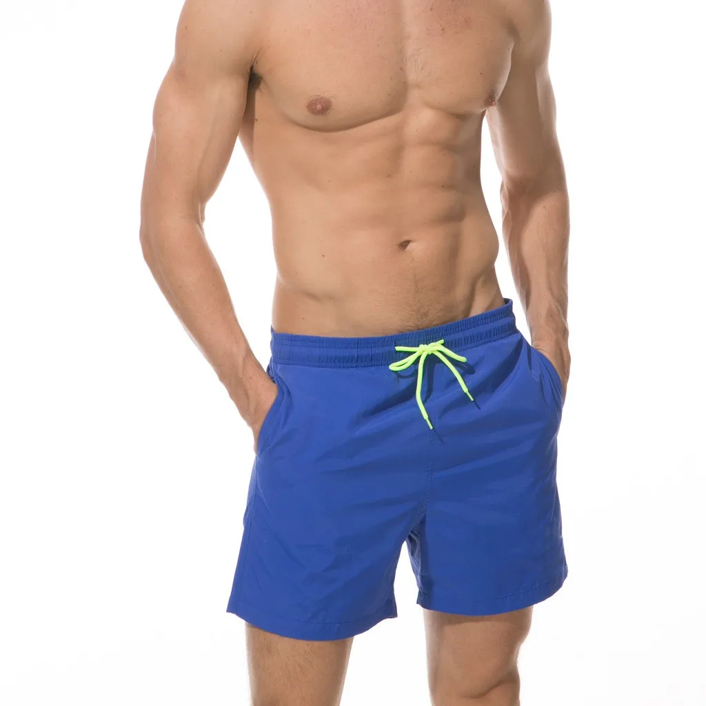 Мужские быстросохнущие пляжные шорты для серфинга, одноцветные летние шорты с карманами, пляжные шорты, свободные мужские спортивные штаны для бега размера плюс