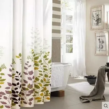

Green Maple Pattern ,Mildew Proof and Waterproof Washable Printed Polyester Fabric Shower Curtain for Bathroom 72 Inch By 78 In