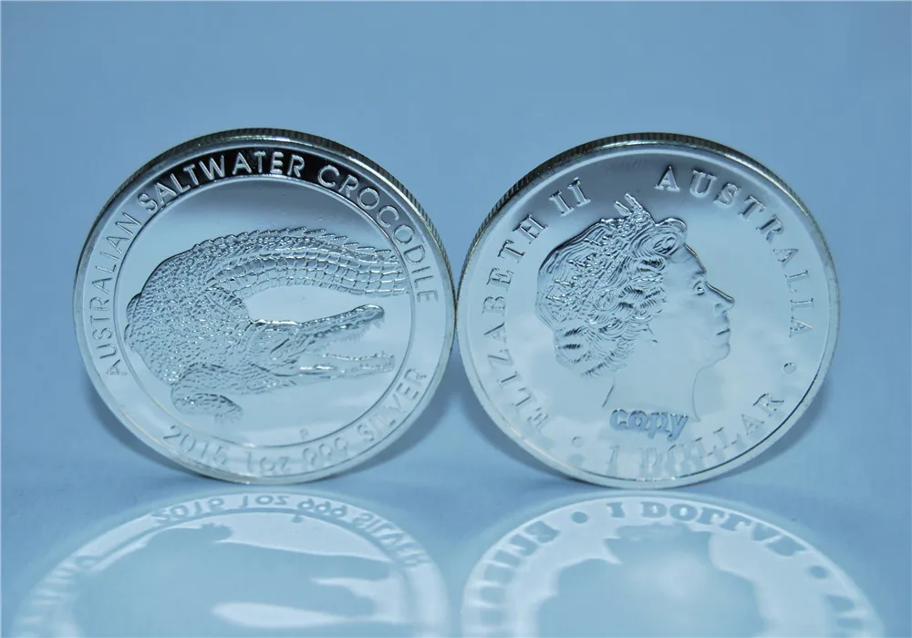 

2015 Australian Crocodile Silver Coin 1 Oz 1 Dollar Australia Elizabeth II Silver Coin high quality copy coins