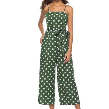 

Women Jumpsuits Sling Backless Sleeveless Dotted Long Pants for Summer JL