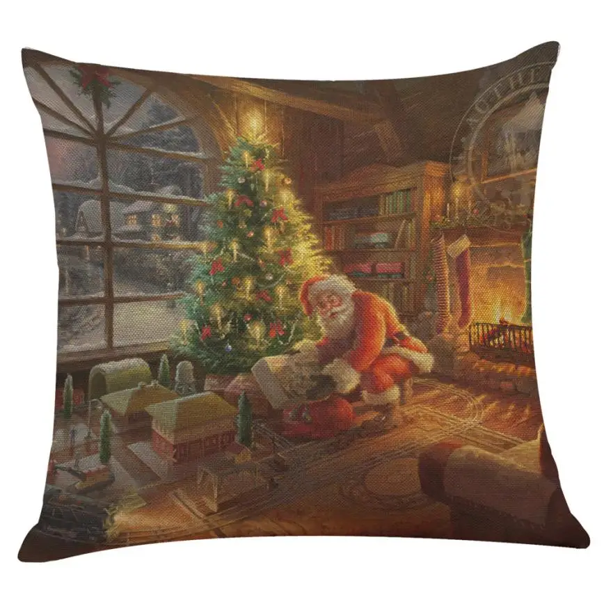 Let It Snow Xmas Style Cushion Cover Merry Christmas! Santa Claus Socks Balloon Home Decorative Pillows Cover Nordic 806