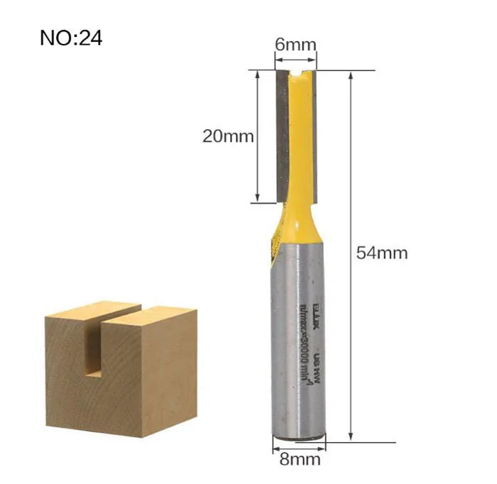 1 шт. 8 мм хвостовик дерево прямой маршрутизатор Концевая фреза триммер Чистка заподлицо отделка угловая круглая бухта коробка биты фрезы Инструменты - Длина режущей кромки: NO 24