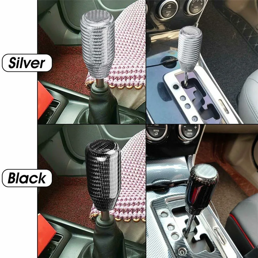 CapsA Gear Shift Shifter Knob Carbon Fiber Universal Manual Gear Shift Knob Stick Shifter for Car