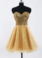 Gold Cocktailkleider Kurz 2017 Neue Ankunft Pailletten Liebsten Lace up Rüschen Homcoming Prom Party Kleider Plus Größe 11161555