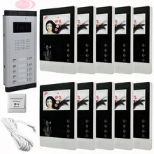 Brand New 4.3 Inch Color Screen Video DoorPhone Intercom System 10 Monitor +1 Outdoor Camera Video Intercom For An Apartment Kit