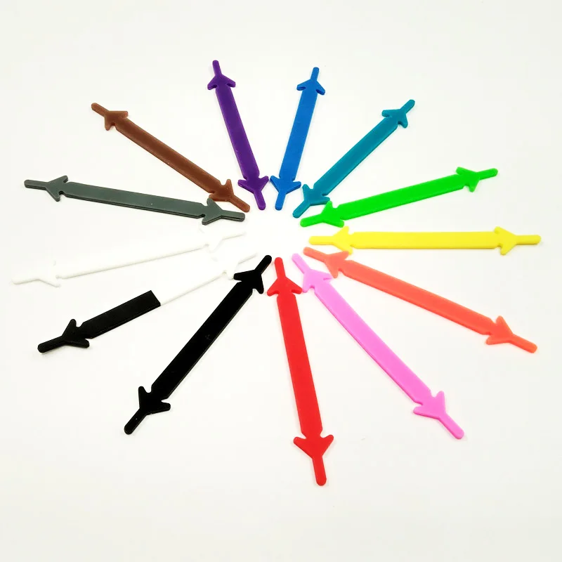 50 Sets 600pcs New Fashion New Unisex Shoelaces Elastic Shoe Lace Creative Silicone Laces Luminous Arrow-shaped Solid color Suit