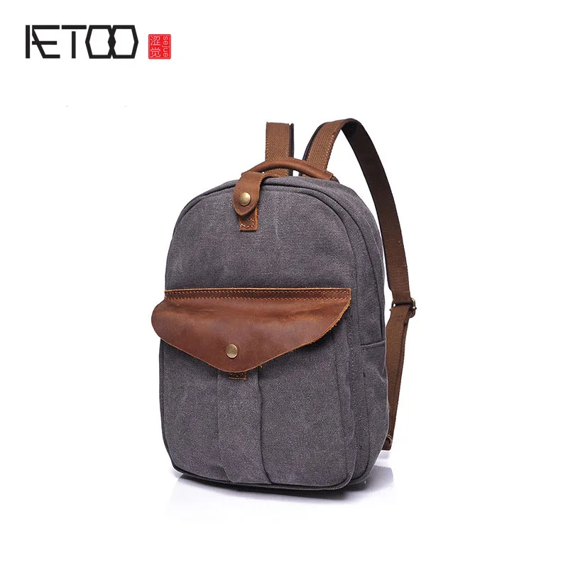 

AETOO new men's chest bag retro bag can be high-quality canvas bag with the first layer of leather bag ODM