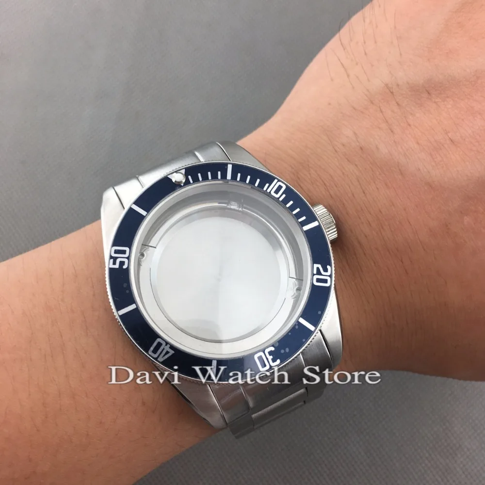 

41mm Watch Case+blue Bezel Fit Fit ETA 2836 Miyota 8205 8215 821A Mingzhu/DG 2813 3804 automatic movement
