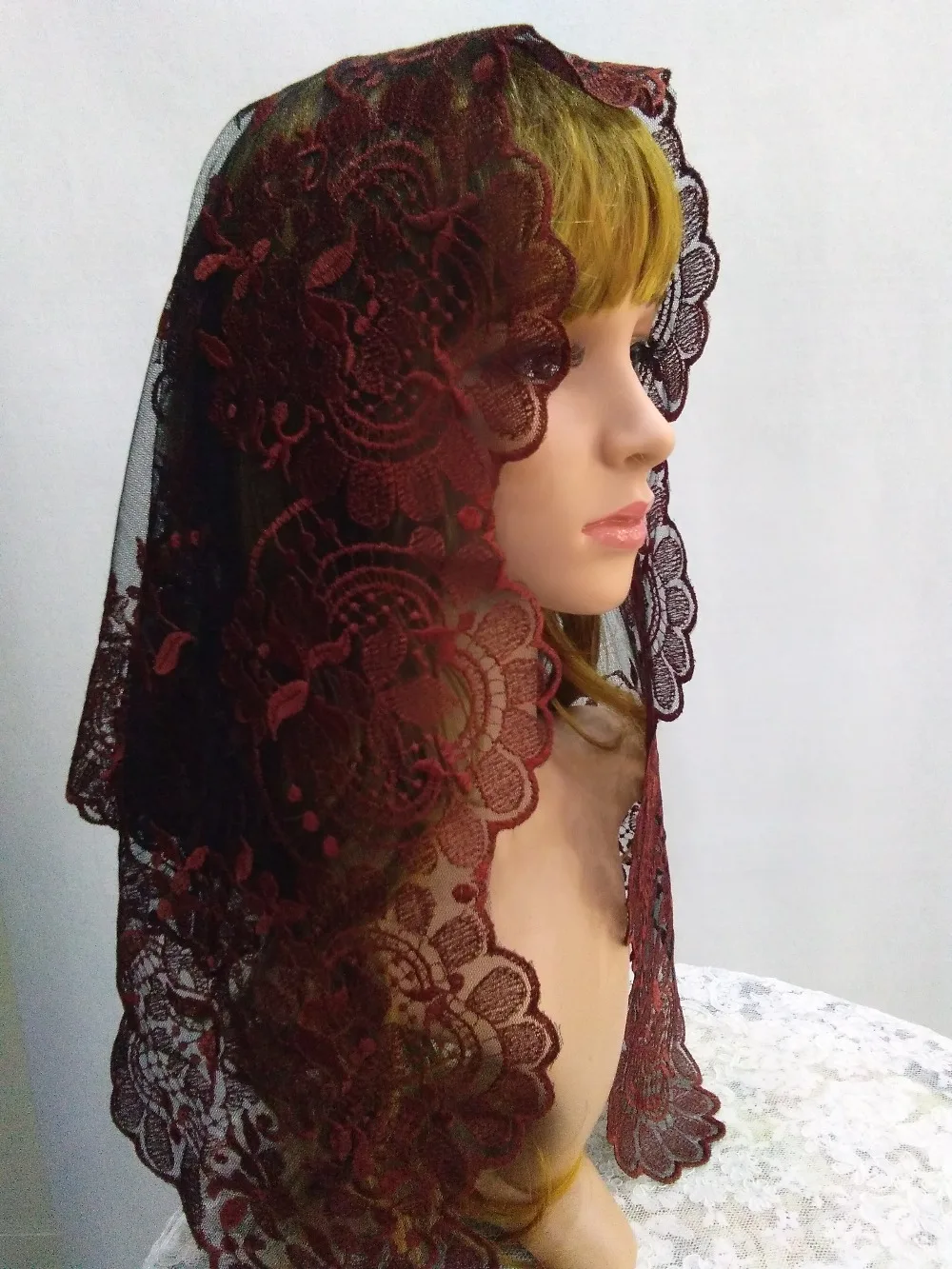 

Spanish Lace Mantilla Embroidery Catholic Lace Veil Chapel Scarf