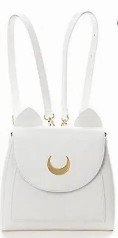 

1 piece Women Leather Backpack Girls Schoolbag Lovely metal logo Sailor Moon Luna Backpack Cartoon Students Shoulder Bag Mochila
