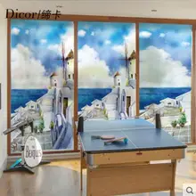 Средиземноморская летняя Наклейка на окно балкон подоконник спальня свет прозрачный Ванная комната Гостиная Ванная комната стеклянные наклейки-40