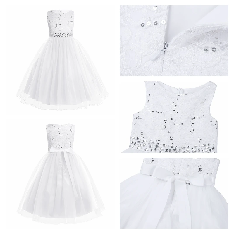 Платье принцессы для девочек-подростков; Vestido; свадебное кружевное бальное платье из сетчатой ткани; От 2 до 14 лет Детское платье-пачка для дня рождения