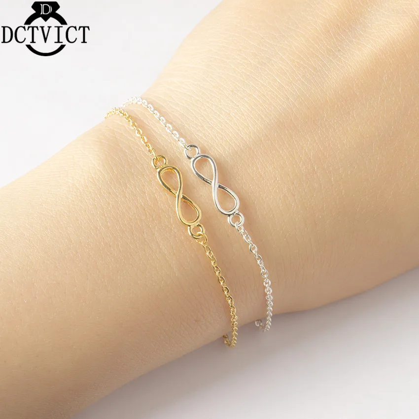 

DCTVICT 10pcs/lot Infinity Charm Bracelet Women Love Eternal Jewelry Stainless Steel Chain Bff Forever Friendship Bracelet Femme