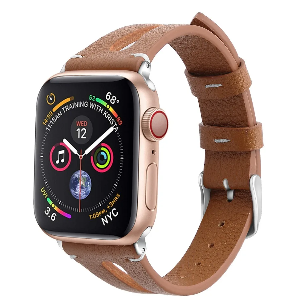 Кожаный ремешок для iWatch Series 4 3 2 Браслет для Apple Watch кожаный ремешок 38 мм 42 мм Натуральная Кожа Роза золотые браслеты 42 мм 44 мм