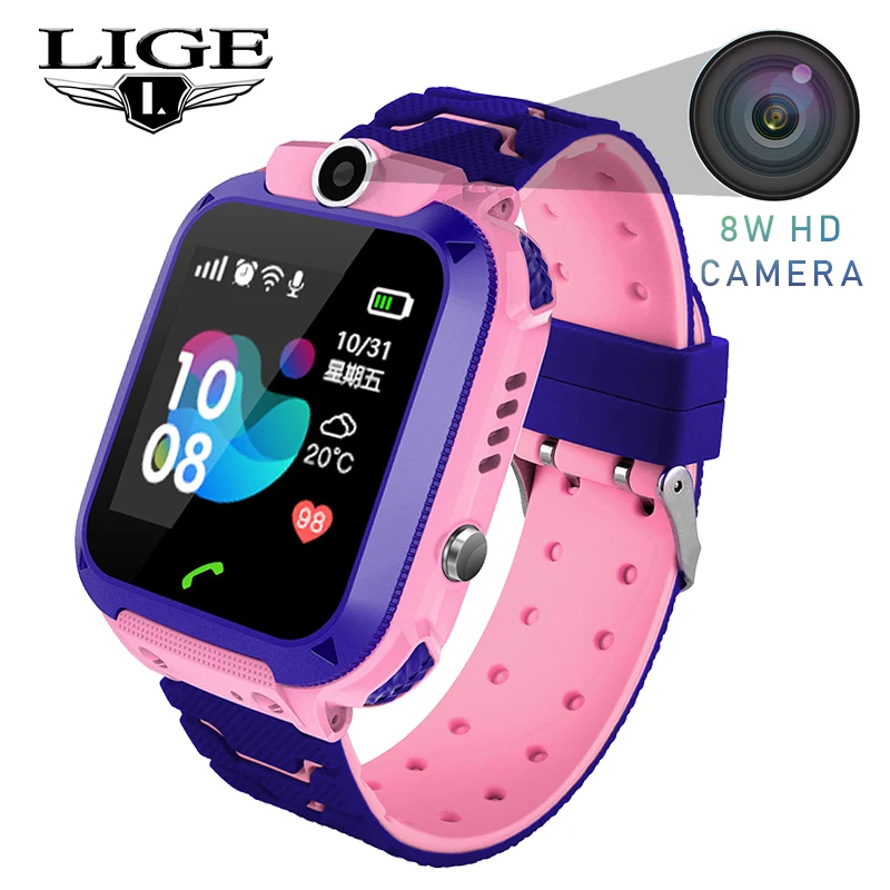 LIGE 2019 New Waterproof Children Watch SOS Emergency Call LBS Secure Base Station Positioning Tracking Childrens smart watch