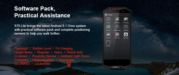 DOOGEE S70 LITE 4GB RAM 64GB ROM Helio P23 MTK6763T 2.5GHz Octa Core 5.99 Inch IPS Corning Gorilla Glass 4 FHD+ Screen Dual Camera IP68 IP69K Waterproof Android 8.1 4G LTE Smartphone