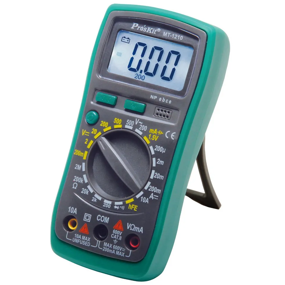 

Proskit MT-1210 3 1/2 Compact Digital Multimeters Manual Range Cap Ohm Transistor Diode Tester Data Hold Battery Test