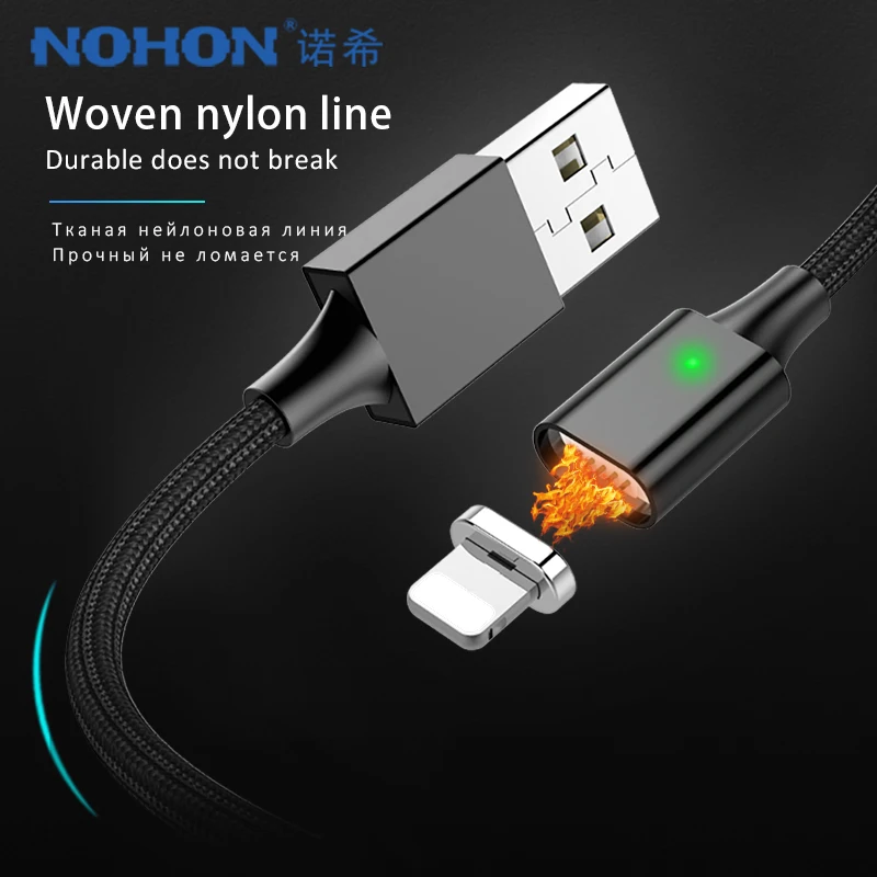 

NOHON 3 in 1 Magentic Micro USB Type-C Charging Sync Data Cables LED For iPhone X 8 7 Samsung Universal Lighting Charger Cables