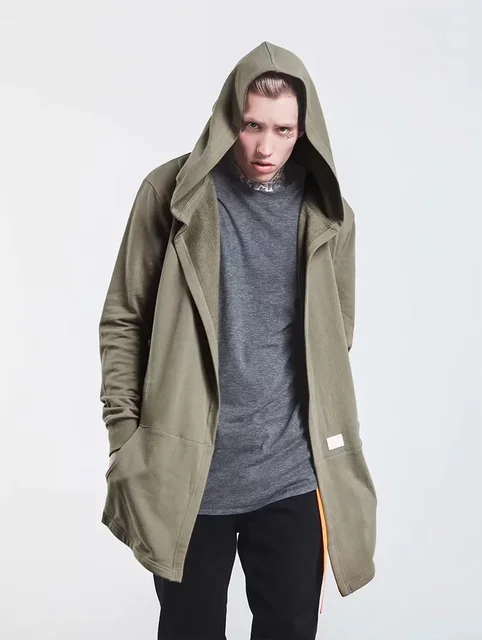 hip hop hi streetwear long fit black cardigan hoodie swag urban