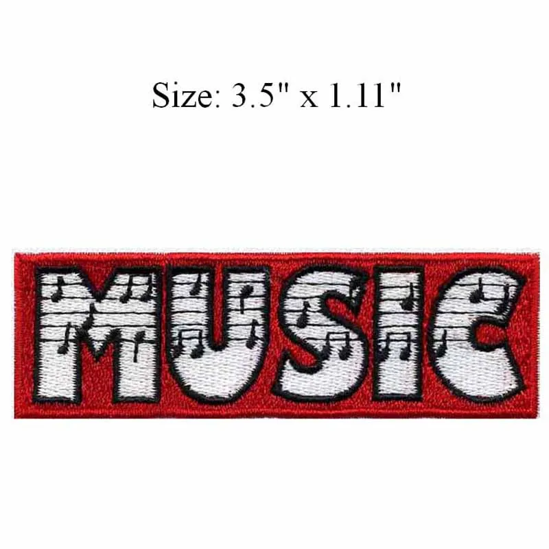 

Musical notes embroidery patch 3.5" wide /red and white/piano score/Apparel