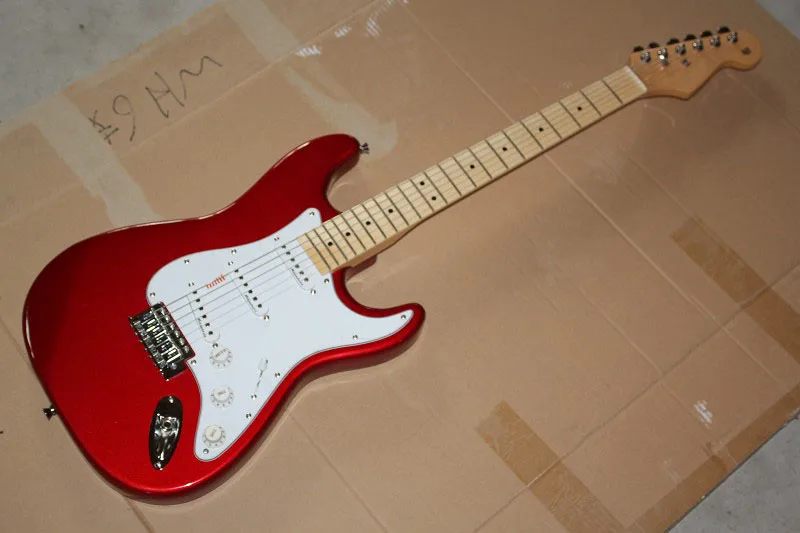 

Free shipping Top Quality China Custom Guitar stratocaster 6 string Metal red Electric Guitar