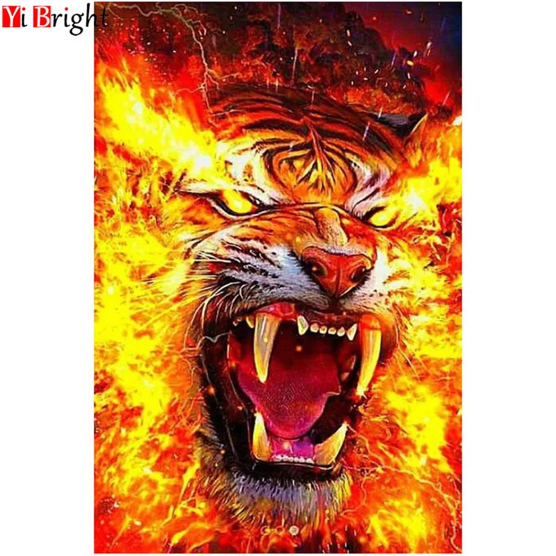 

5D DIY diamond painting sale animal full square diamond accessories cross stitch mosaic Fire lion rhinestone picture gift XY1