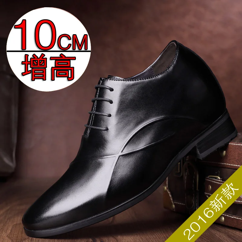 

2017 Newest Dress Formal Men's Genuine Leather Height Increasing Shoes Lift Extra High10cm/3.9 Inches with Hidden Insoles