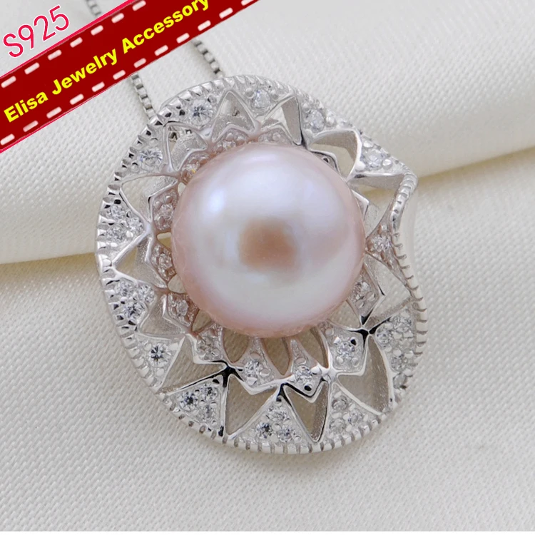 

Luxury Big Pendant Settings S925 Sterling Silver Pearl Pendant Components Lady Pearl Jewelry Accessory 3Pieces/Lot