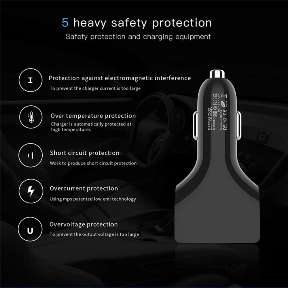 Автомобильное зарядное устройство USB с 4 портами QC 3,0 Быстрая зарядка Qucik для Xiaomi Mi 9 huawei P30 Pro samsung S8 S9 S10 iPhone X 8 универсальный адаптер