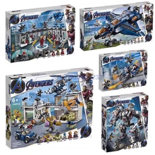Для Капитан с принтами "Marvel", "Мстители", 4 завершающей танос Железный человек военная машина super hero Набор фигурок конструкторных блоков, Детские кубики, игрушки