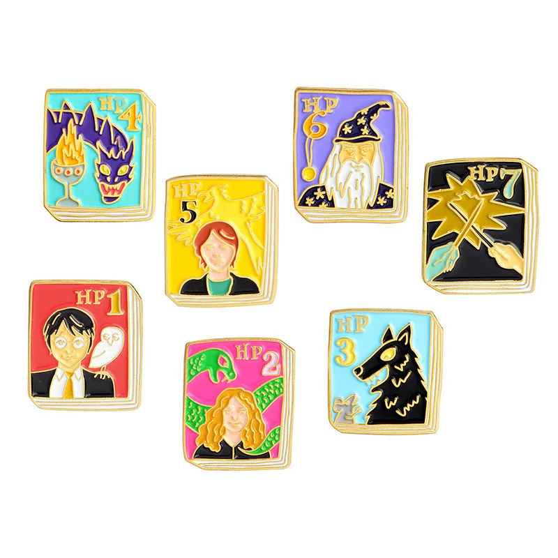 

Cartoon Magician Magic Wand Wolf Dragon Brooch Badge Enamel Pin Oil Drop Collar Corsage Accessories Scarf Buckle Lapel Pin SC476