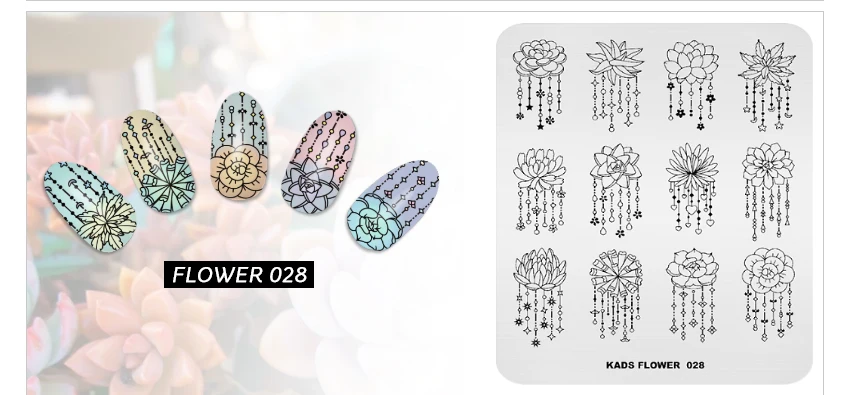 KADS, Новое поступление, 15 вариантов дизайна, цветочный дизайн ногтей, штамп, штамповка, изображение для украшения ногтей, штамп, сделай сам, изображение, штамп для дизайна ногтей