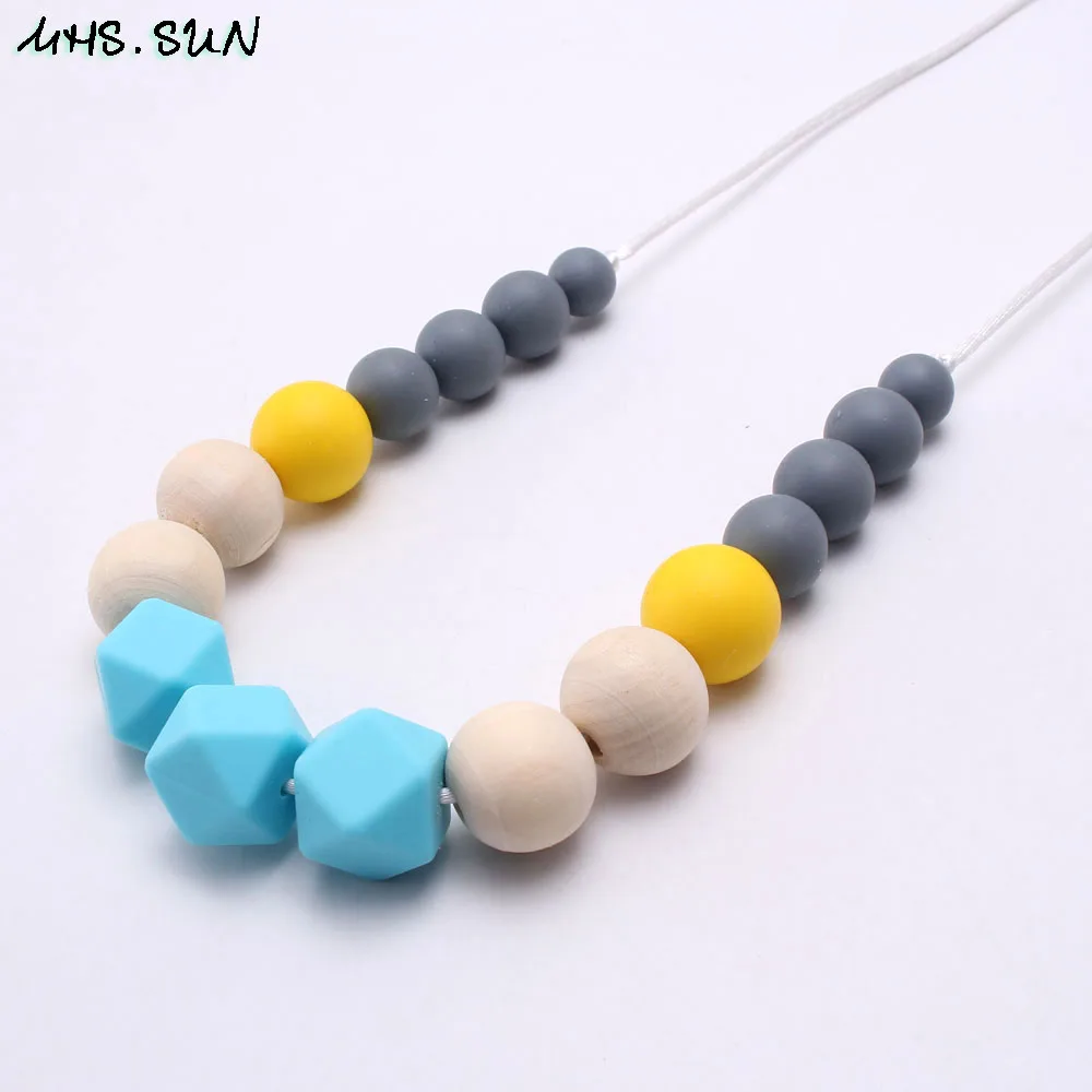 MHS.SUN Silicone beads teething necklace for baby and mother safe