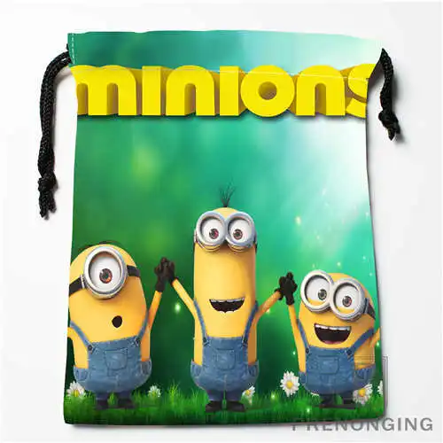 Custom Minion Drawstring Bags Printing Fashion Travel Storage Mini Pouch Swim Hiking Toy Bag Size 18x22cm