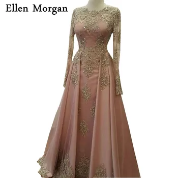 

Saudi Arabia Evening Dresses 2020 Dubai Kaftan Lace Appliques Beaded Beautiful Elegant Party Moroccan Long Muslim Formal Gowns