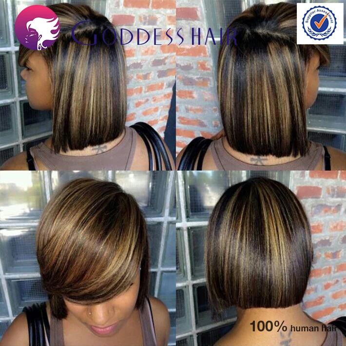 hot sale short bob wig for black women piano highlights hair full lace  wighuman hair highlighted human hair side part wigs