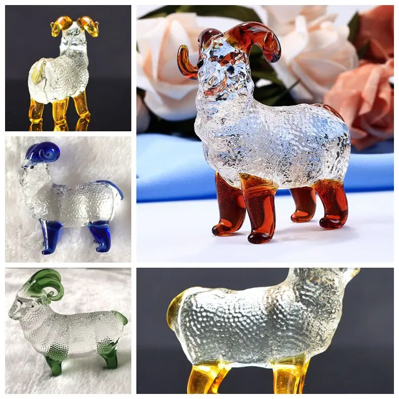 4 вида цветов Хрустальная козья модель стекло животное миниатюрный пресс папье