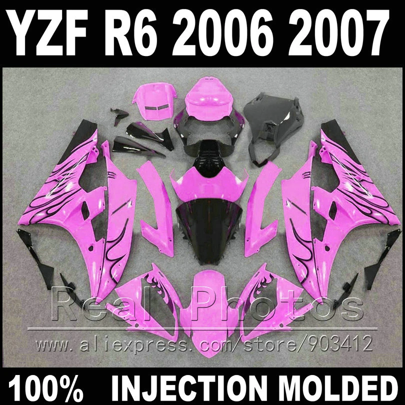 MOTOMARTS body kit для YAMAHA R6 обтекатель 06 07 литье под давлением черное пламя синий 2006 2007 YZF