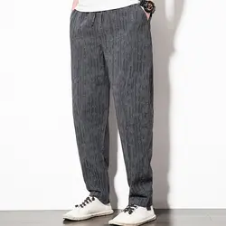 Эластичный пояс для мужчин прямые штаны хлопковые Drawstring Свободные повседневные штаны шаровары хип хоп Уличная мужской мотобрюки