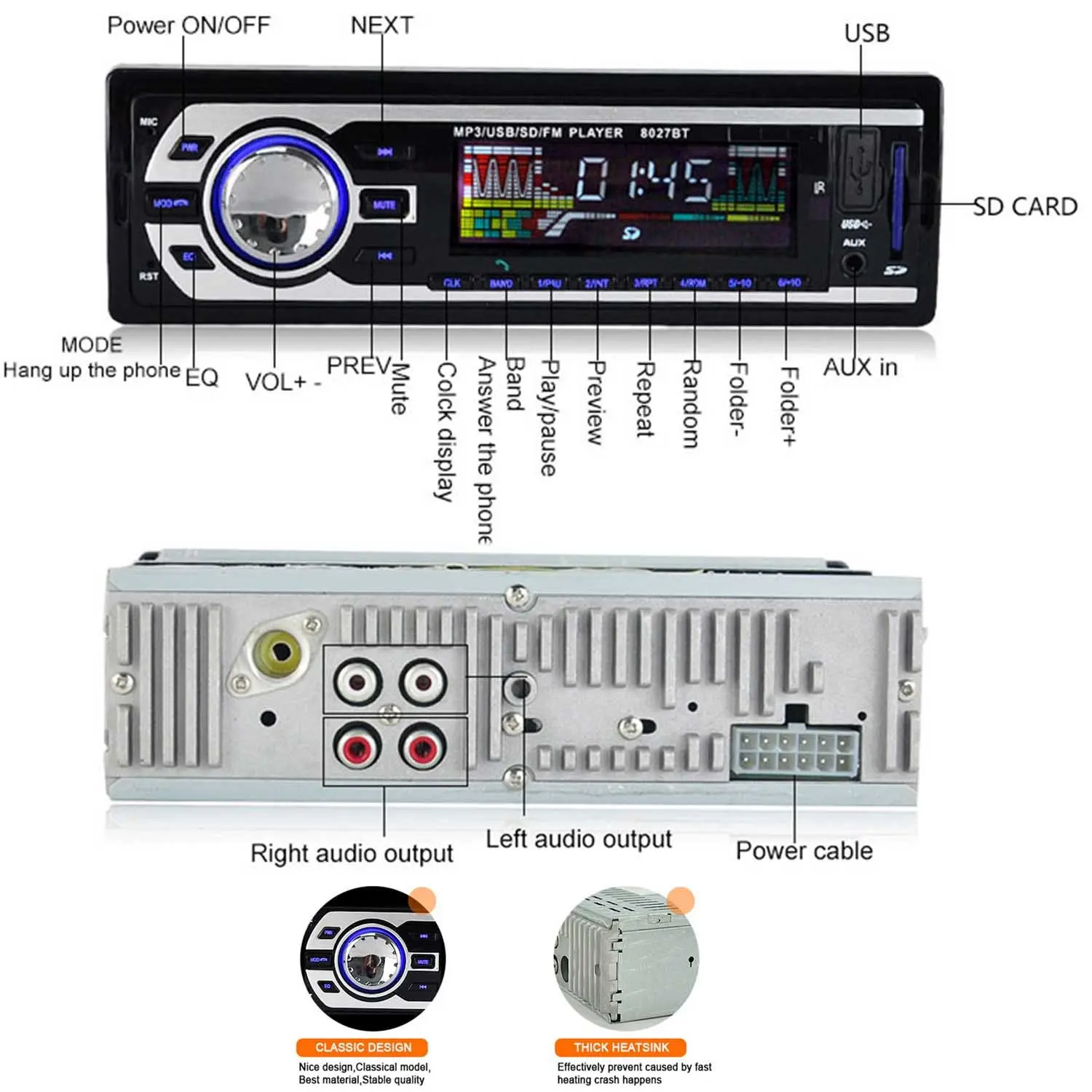 Автомобильный 12 В/24 В Bluetooth автомобильный стерео fm-радио MP3 ...