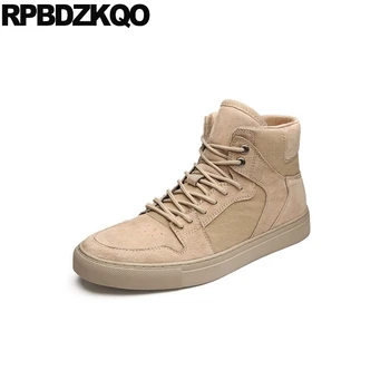 

sneakers designer popular breathable suede trainers skate flats boys winter new comfort men shoes casual high top 2018 lace up